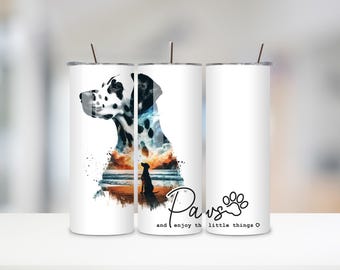 Dalmatian Dog Tumbler: Paw Print Design, Stainless Steel Gift for Dog Lovers