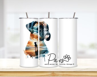 Boxer Dog Tumbler  – Paws Enjoy the Little Things Mug Pet Lover Cup