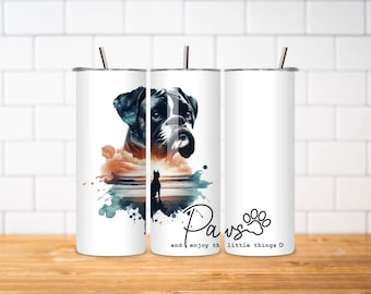 Boxer Dog Coffee Tumbler – Paws Enjoy the Little Things Cup Dog Lover Gift Mug