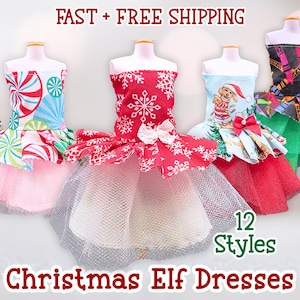 Abiti da elfo di Natale - 12 stili di abiti - Abiti fatti a mano - Collezione di abiti da elfo in tulle a strati