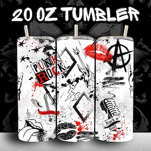 Punk Rock 20 oz. Tumbler Insulated Skinny Mug Gothic Punk Rock Emo Tattoo Aesthetic Alternative Fashion Merch Cup Elder Emo Bottle