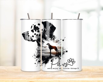 Dalmatian Tumbler - Paw Print Stainless Steel Cup - Dog Lover Travel Mug