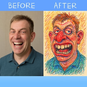 Custom Ugly Crayon Caricature | Funny Digital Portrait Drawing from Your Photo | Unique Gift, Family, Couple, or Group Artwork
