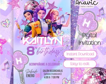 K-Pop Warriors Invitation, Editable K-Pop Invitation, K-Pop Warriors Invitation Template, Demon Slayer Invitation, K-Pop Birthday