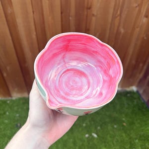 Handgjord *Ofullkomlig* Rosa Tulpan + Bladfjäder Porslin Chawan - Matcha Skål: Keramik