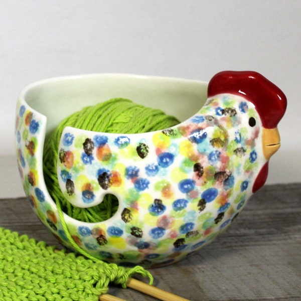 Hen Knitting Bowl Yarn bowl Pottery Ceramic Gift knitter Read to ship