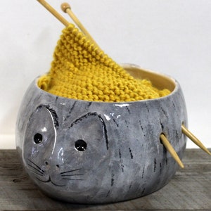 Cat Yarn Bowl Gift for knitter Pottery Ceramic Ready to ship image 2