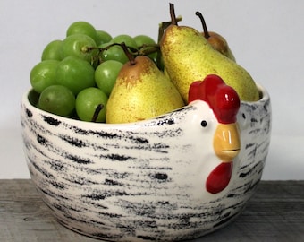 Chicken Fruit Bowl Pottery Ceramic Ready to ship