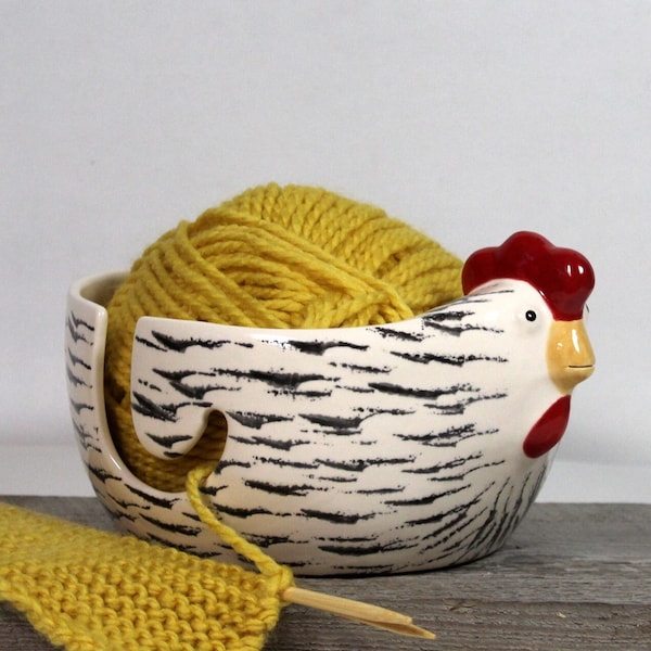 Chicken Large Yarn Bowl Pottery Ceramic  Knitter Gift Ready to ship