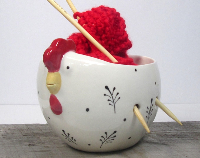Hen Yarn Bowl Pottery Ceramic Knitting Bowl Knitter Gift Ready Etsy