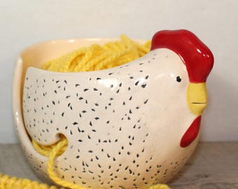 Hen Yarn Bowl 5'' X 3 1/2''  Ceramic Pottery  Gift Knitter Lover   Ready to ship