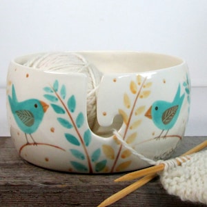 Large Yarn Bowl Pottery Ceramic Knitter gift  Ready to ship