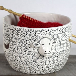 Large Sheep Yarn Bowl Pottery Ceramic  Knitter Gift Ready to ship