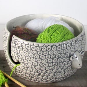 Large Sheep Yarn bowl Pottery Ceramic Knitter gift Ready to ship image 2