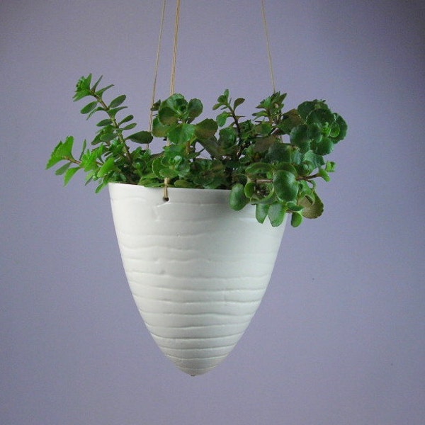 Off white  textured hanging planter