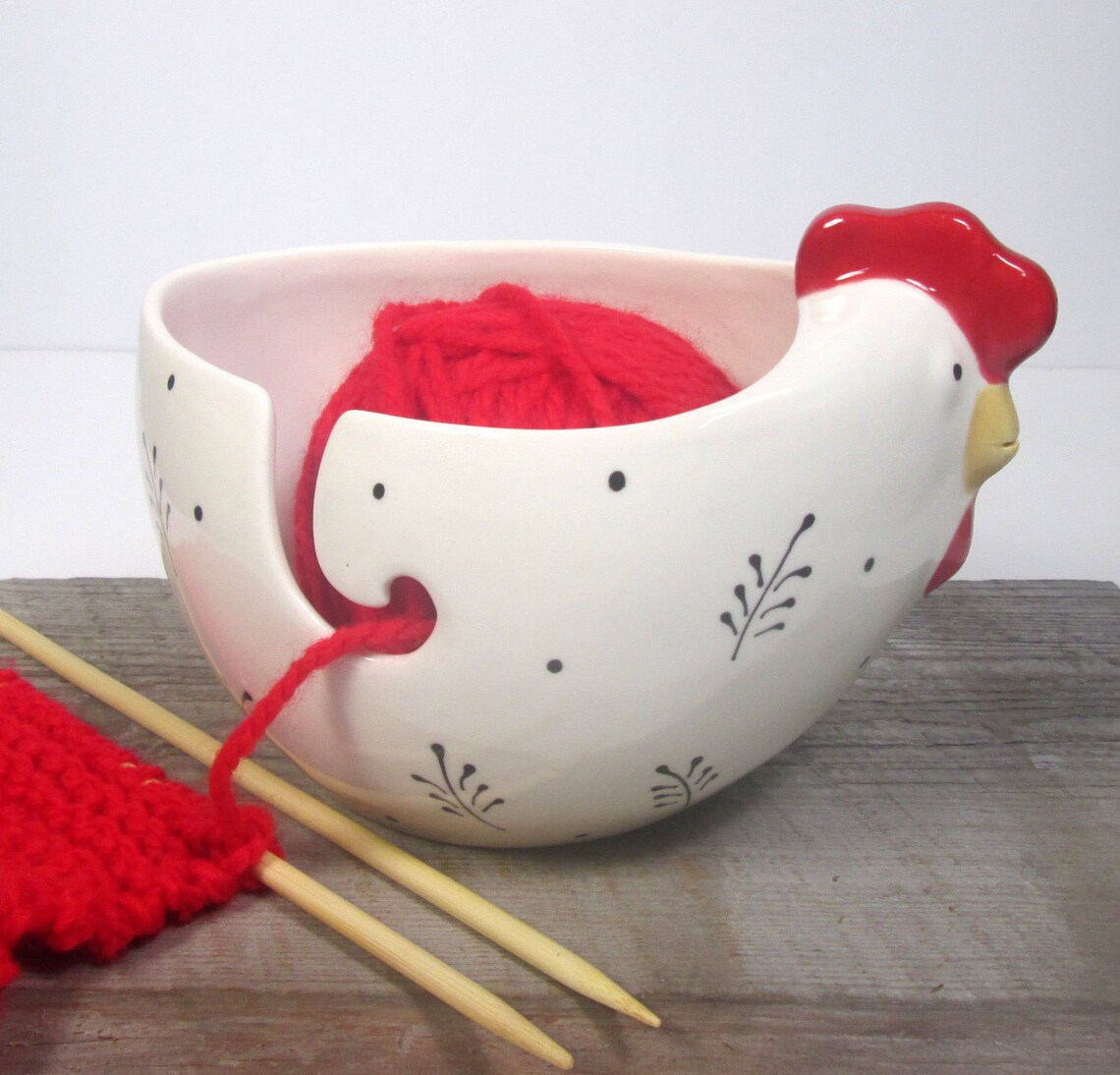 Hen Yarn Bowl Pottery Ceramic Knitting Bowl Knitter Gift Ready Etsy