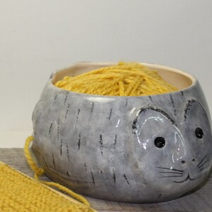 Cat Yarn Bowl Gift for knitter Pottery Ceramic Ready to ship image 3