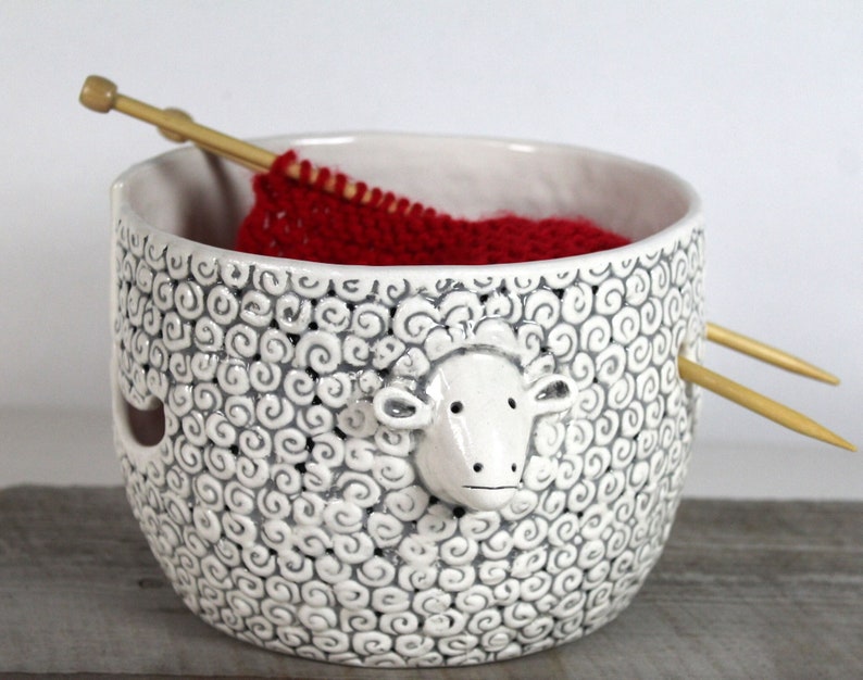 Large Sheep Yarn Bowl Pottery Ceramic Yarn Bowl Knitting or Etsy