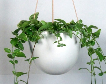 Large Hanging  Planter White Ceramic pottery  Hotess gift Wedding gift Ready to ship