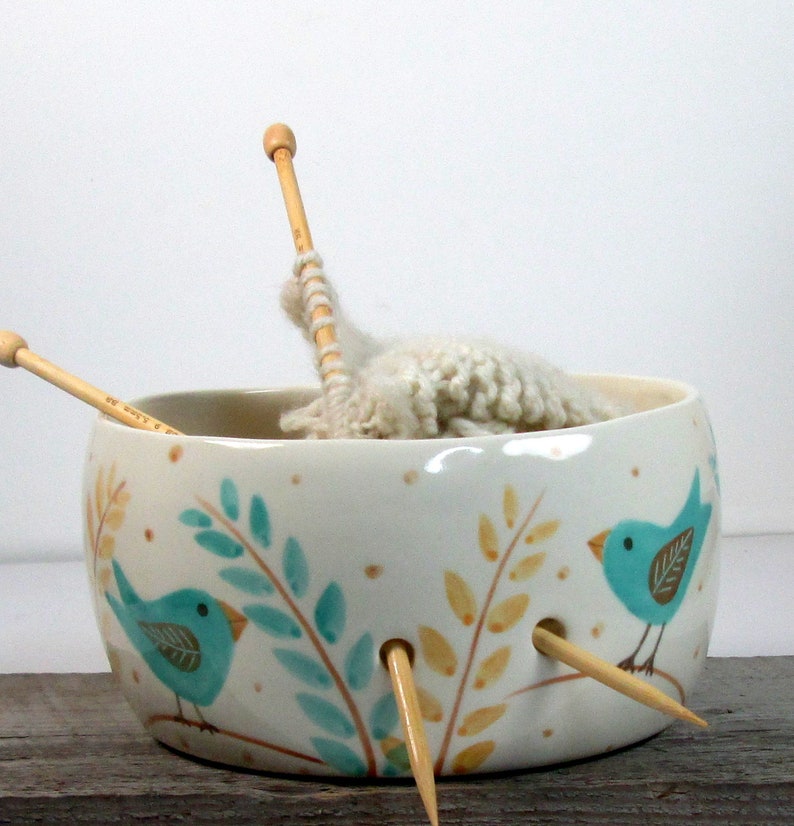 Large Yarn Bowl Pottery Ceramic Knitter gift Ready to ship image 2