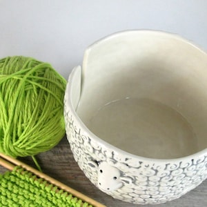 Sheep Knitting Bowl Yarn bowl Pottery Ceramic Knitter gift Ready to ship image 4