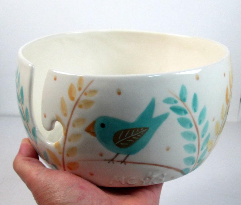 Large Yarn Bowl Pottery Ceramic Knitter gift Ready to ship image 4