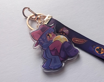 oneshot niko 2.5 inch epoxy keychain with wristlet lanyard READ DESCRIPTION