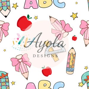 Back to School Seamless Pattern | Pencil bows seamless, abc seamless pattern,school sublimation| Digital Paper for Sublimation, Scrapbooking