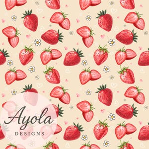 Strawberry Digital Seamles, strawberry and floral repeat background, strawberry scrapbook, Strawberry seamless pattern, for sublimation
