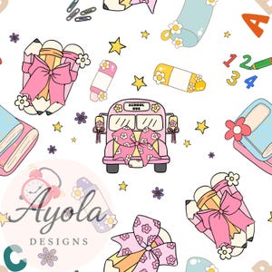 Back to School Seamless Pattern | Pencil bows seamless, abc seamless pattern,school sublimation| Digital Paper for Sublimation, Scrapbooking