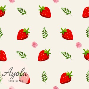Strawberry Seamless Pattern: Watercolor Clipart for Scrapbooking (Digital Download)