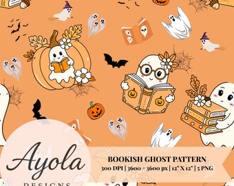 Ghost Seamless Pattern | Kawaii Halloween Digital Paper