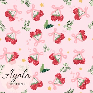 Strawberry Seamless Pattern: Cottagecore Floral Repeat (Digital Download)