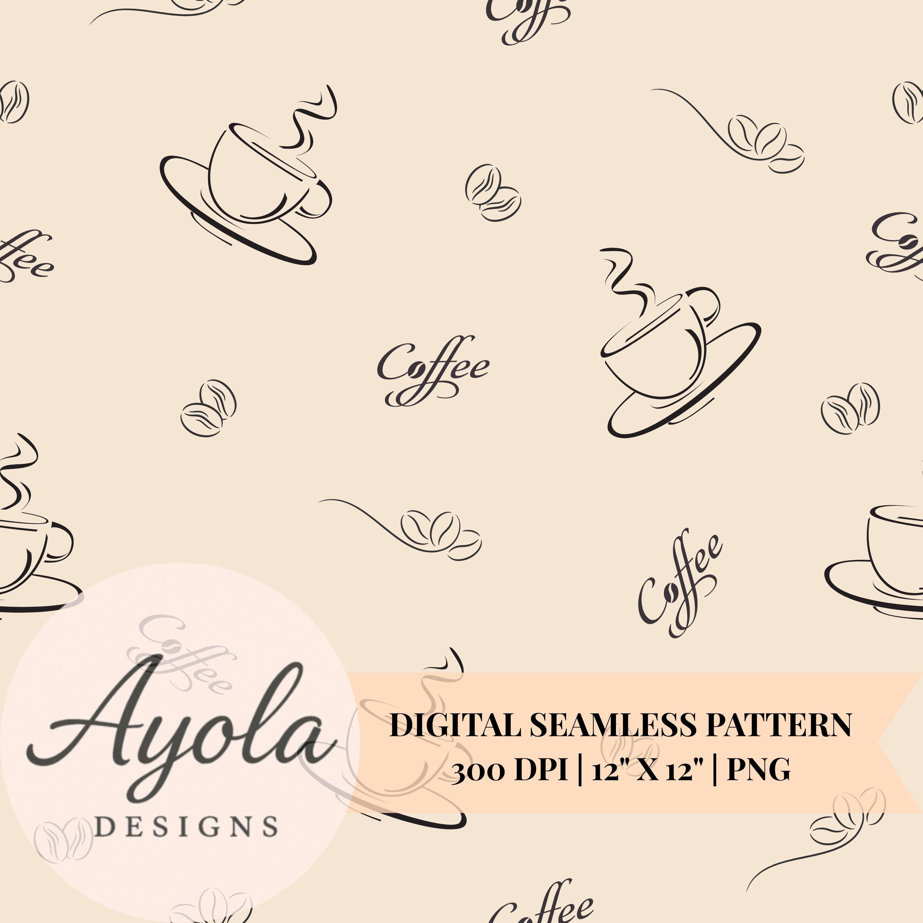 Coffee Time Seamless Pattern Digital Paper (5 PNG Instant Download) - Etsy
