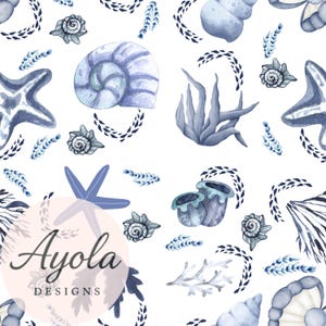 Blue Ocean Seamless Pattern: Nautical Clipart for Sublimation (Digital Download)