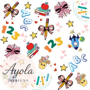 Back to School Seamless Pattern: ABC, Rocket, Pencil (Digital Download)