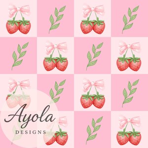 Strawberry Floral Seamless Pattern: Cottage Watercolor Background (Digital Download)