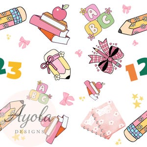 Back to School Seamless Pattern | Pencil bows seamless, abc seamless pattern,school sublimation| Digital Paper for Sublimation, Scrapbooking