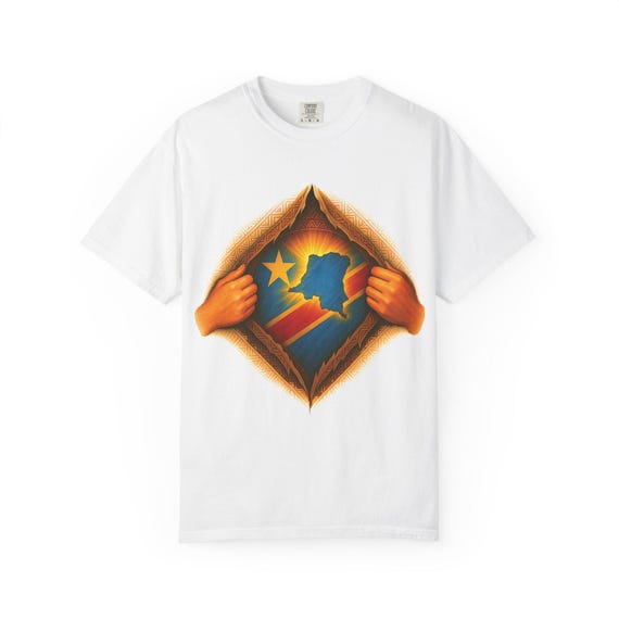 Congo Flag T-shirt - Unisex Garment-Dyed Shirt for Congolese Pride Heritage