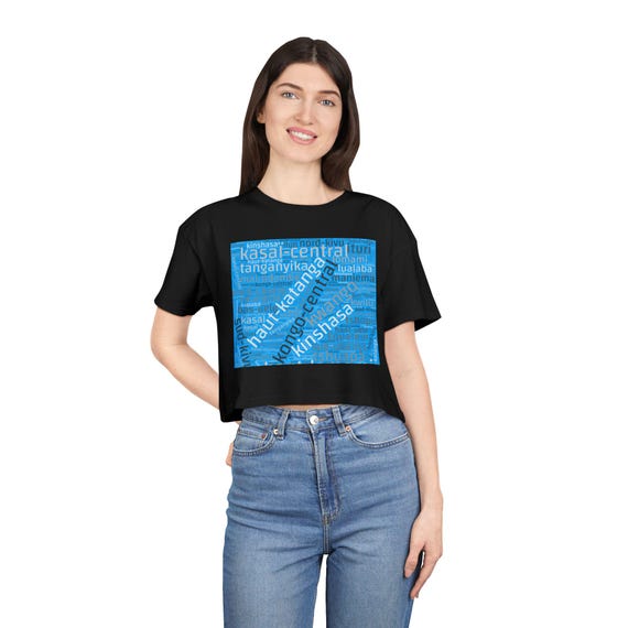 Congo Mosaic Women's Crop Tee, African Print Crop Top, Ethnic Boho Shirt, Tribal Pattern Tee, Festival Fashion Shirt