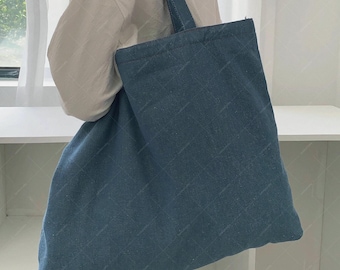Vintage Denim Tote Bag, Large Capacity Canvas Shoulder Handbag, Shopping Casual Bag