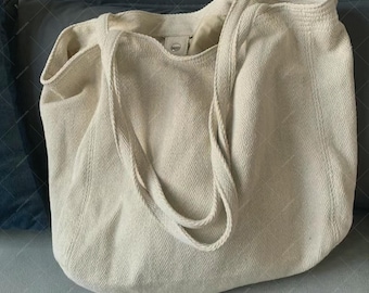 Large Capacity Tote Bag, Simple Beige Shoulder Bag, Casual Handbag for Commuting