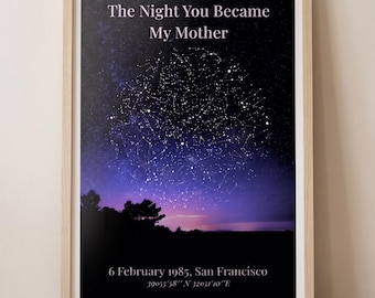 Lienzo con mapa estelar personalizado / Impresión personalizada de cielo nocturno / Regalo de aniversario / Regalo de boda