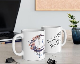 Aangepaste mok wassende maan | Kies je ontwerp en bericht | Hemels cadeau voor haar