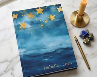 Luna-sterrennachtdagboek | Gepersonaliseerde maandagboek | Kosmisch cadeau-vrouwen