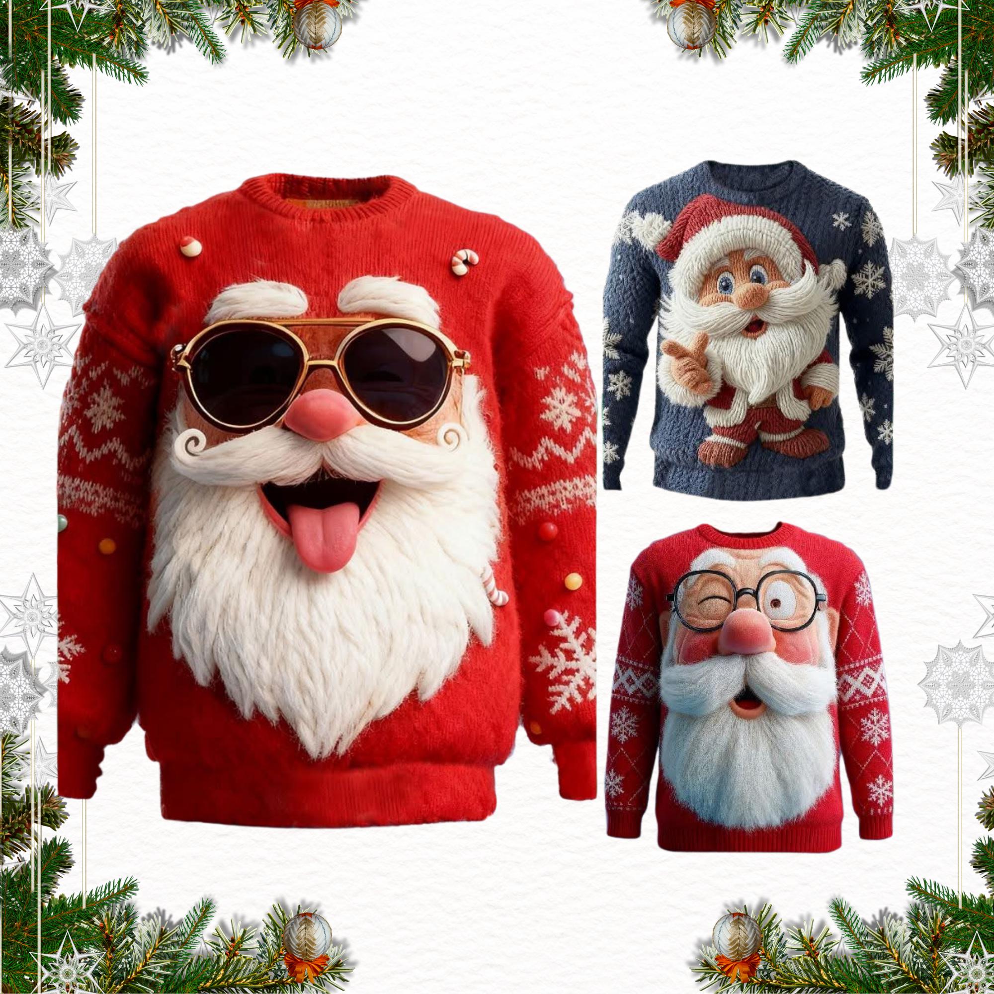 Pull De Noël 'moche' (Ugly Christmas) Pour Homme/femme - Motifs Lutins 3D, Polyester Doux, Cadeau Drôle Pour Fêtes