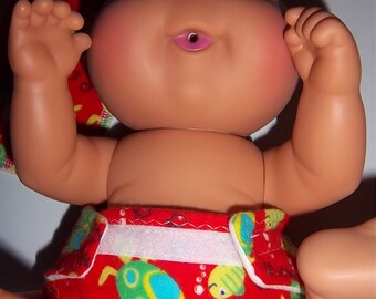Baby Doll Cloth Diaper/wipe - SIZE Small - BJ10 - adjustable for many dolls such as baby alive