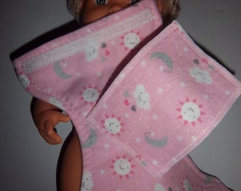 Baby Alive Doll Cloth Diaper/wipe - EBDSSM 08- Size Sm - reusable adjustable for many smaller dolls-doll not for sale