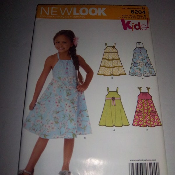 New Look 6204 Sewing Pattern Girl Dresses Sizes 3-8