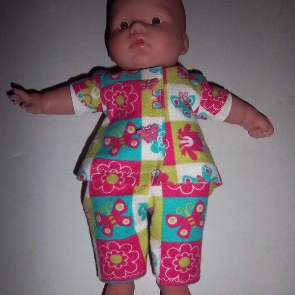 Baby Doll 2-piece flannel pajama set ETPJEXSM 61 -  11 inch dolls such as JC Toy doll Read description